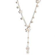 Top Sale Women&#039;s Elegant Pearl White Flower Pendant Sweater Long Chain Necklaces