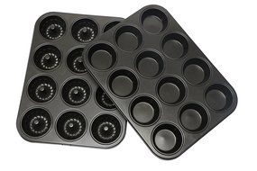 Webake 2-Pack 12 Cavity Mini Bundt Cake Pan and 12 Cavity Muffin Pan,Non-stick N3