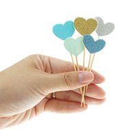 Bilipala Funny Hearts Cake Decorations Toppers Picks for Wedding and Baby Birthday, 50 Counting N2