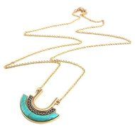 Women&#039;s U &amp; Semi-Circle Style Pendent Long Golden Chain Necklace Trendy Jewelry