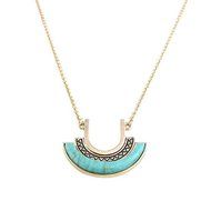 Women&#039;s U &amp; Semi-Circle Style Pendent Long Golden Chain Necklace Trendy Jewelry N2