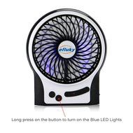 Efluky Mini USB 3 Speeds Rechargeable Portable Table Fan, 4.5-Inch, Black N30