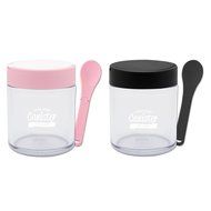 [1+1] TEASCAFE Cereal Spoon Canister, 15oz, 2Piece - Containing a spoon on the lid (Bear Black lid-Urban Black...