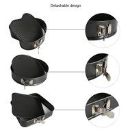UBLISS 3 PCS Heart Square and Round Shaped Nonstick Springform Pan for Cake Cheesecake Tart Quiche N6