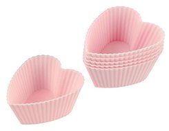 Zenker 43929 "Candy" Heart Of Silicone Muffin Cups (6 Piece), Pink, 1.57" x 1.10"