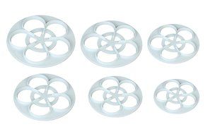 YIJIA 6 Pcs/Set Rose Flower Fondant Cake Decorating Plastic Cookie Mold Cutter Tools