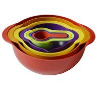 Lutherville 8pcs Compact Mixing Bowls, Salad Food Prep and Measuring Nesting Set (8, Multi-Color) N2