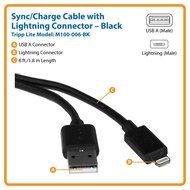 Tripp Lite Apple MFI Certified 10-Feet 3M Lightning to USB Cable Sync Charge iPhone/iPod/iPad - Black (M100-010... N6