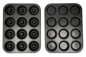 Webake 2-Pack 12 Cavity Mini Bundt Cake Pan and 12 Cavity Muffin Pan,Non-stick N4