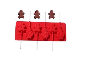 Juvale Silicone Christmas Holiday Chocolate Lollipop Sucker Mold Set Hard Candy Heat Resistant Includes 100 Lollipop...