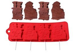 Juvale Silicone Christmas Holiday Chocolate Lollipop Sucker Mold Set Hard Candy Heat Resistant Includes 100 Lollipop... N2