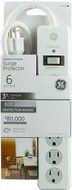 GE 14014 6-Outlet General Purpose Surge Protector, 800 Joules, 8ft Cord, White, with Twist to Lock Safety Covers... N11