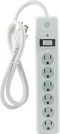 GE 14014 6-Outlet General Purpose Surge Protector, 800 Joules, 8ft Cord, White, with Twist to Lock Safety Covers... N12
