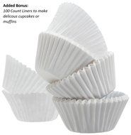Muffin | Cupcake Pan with 6 Large Aluminum Cups fits Easily into a Toaster Over and includes 100 White Liners... N4