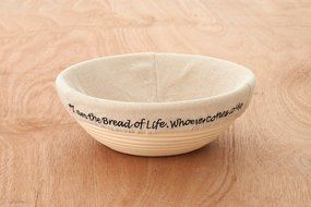 !!! "I am the Bread of Life" Banneton Brotform Proofing Basket - Large 10 Inch Round Cane With Linen Liner&ndash; Rising... N5