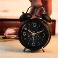 Surborder Shop 3 inch Twin Bell Analog Loud Alarm Clock- Black floral