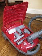 Kitchen Canister Home Floor Vacuum Cleaner, Burgundy, Easily Switches from Carpet to Bare Floors Powerful 12 Amp... N2