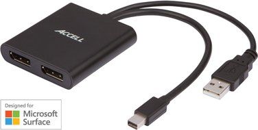 Accell K088B-003B Mini DisplayPort 1.2 to 3 DisplayPort Multi-Display MST Hub - Designed for Microsoft Surface N8