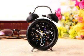Surborder Shop 3 inch Twin Bell Analog Loud Alarm Clock- Black floral N2