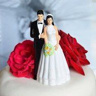 Vintage Bride And Groom Wedding Cake Topper Black Hair