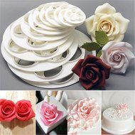 TANGCHU Fondant Cutters for Cake Decorating Cupcake Decorations Color White Set of 11 Rose N2