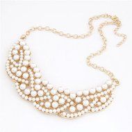 New Fashion Women Pearl Hollow Gold Choker Bib Collar Statement Necklace Pendant