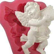 LYNCH Angel Boy With Drum Shaped Silicone Cupcake Mold DIY Fondant Cake Tools,Pink N2