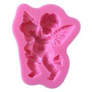 LYNCH Angel Boy With Drum Shaped Silicone Cupcake Mold DIY Fondant Cake Tools,Pink N3