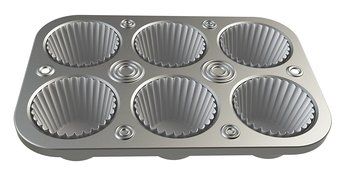 Muffin | Cupcake Pan with 6 Large Aluminum Cups fits Easily into a Toaster Over and includes 100 White Liners... N6