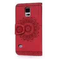 S5 Case,Samsung Galaxy S5 Case (I9600) - Wallet Embossed Totem Flower Design Folio Flip PU Leather with Stand... N13