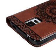 S5 Case,Samsung Galaxy S5 Case (I9600) - Wallet Embossed Totem Flower Design Folio Flip PU Leather with Stand... N16