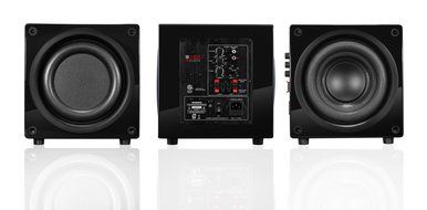 OSD Audio PS88 Dual 8-inch Compact Woofer Home Theatre Subwoofer, Gloss Black