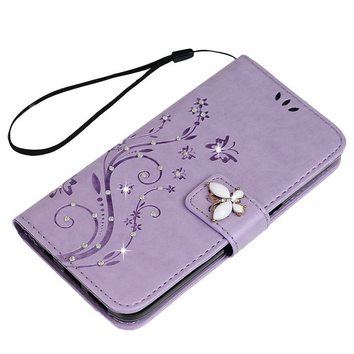 S7 Case,Samsung Galaxy S7 Case - Mavis's Diary 3D Handmade Wallet Bling Crystal Diamonds Butterfly Embossed Flowers... N9