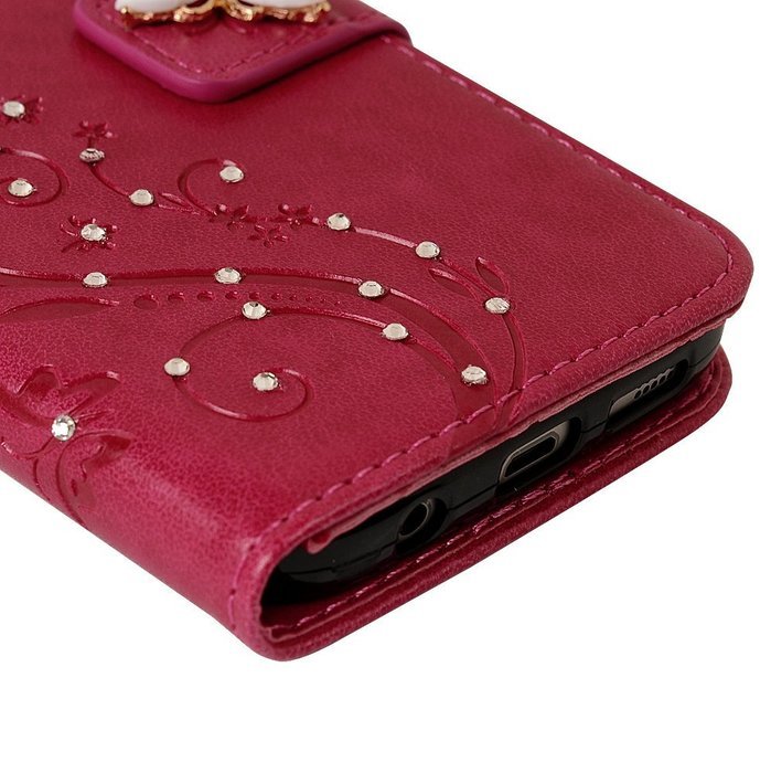 S7 Case,Samsung Galaxy S7 Case - Mavis's Diary 3D Handmade Wallet Bling Crystal Diamonds Butterfly Embossed Flowers... N11