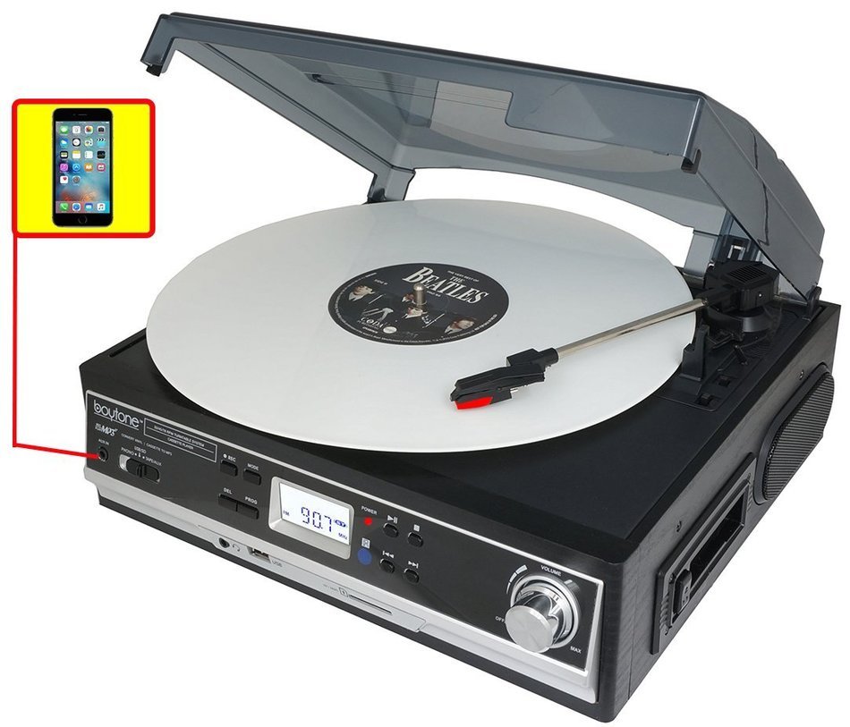 Boytone BT-16DJB-C 3-speed Stereo Turntable with 2 Built in Speakers Digital LCD Display + Supports USB/SD/AUX... N2