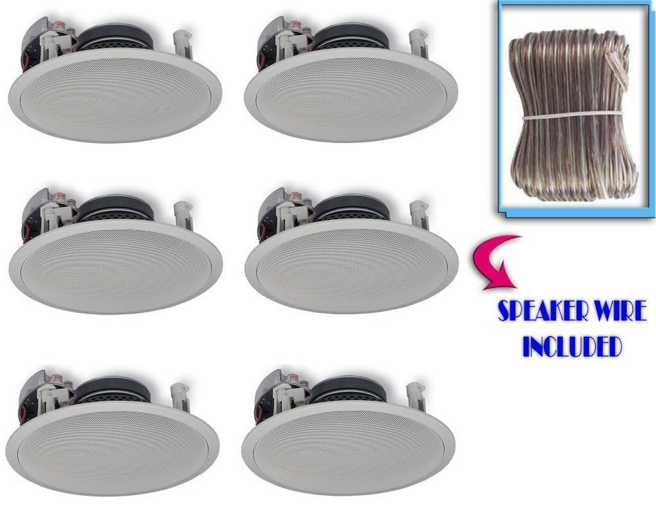 Yamaha Custom Easy-to-install In-Ceiling Flush Mount 2-Way 120 watts Natural Sound Speaker (Set of 6) with 1"...