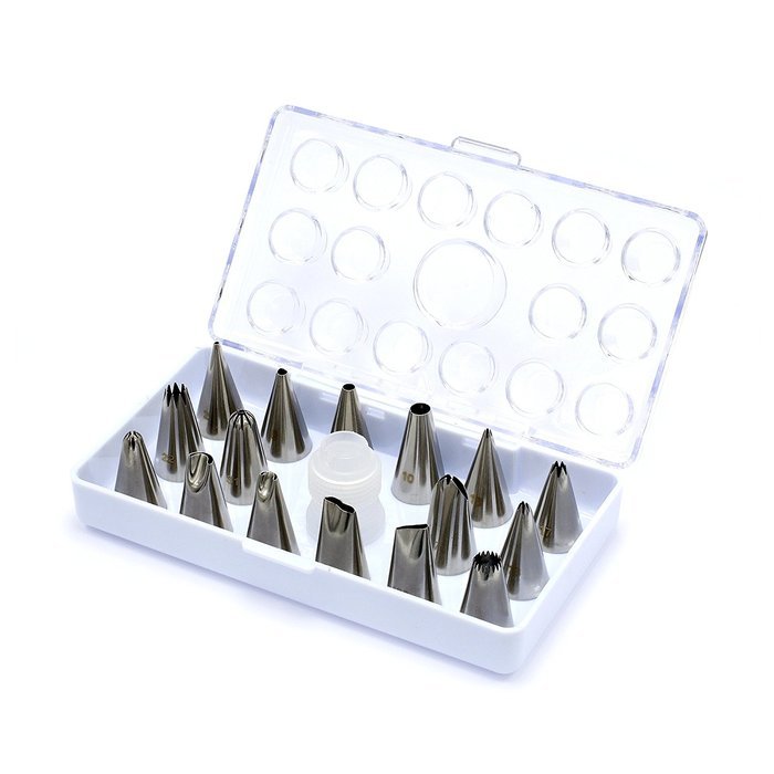 16 Piece Nozzles Stainless Piping Steel Cake Decorating Tube Tips Set for Cake Decoration with Hinged Storage... N8