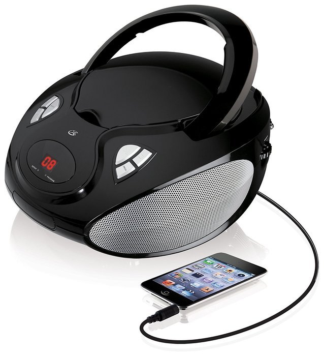 GPX BC111B Portable Top-Loading CD Boombox with AM/FM Radio and 3.5mm Line Input