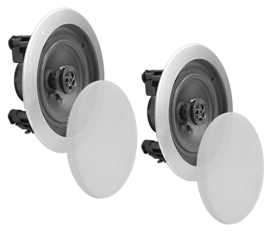 Pyle PDIC81RDSL In-Wall / In-Ceiling Dual 8-inch Speaker System, 2-Way, Flush Mount, Silver (Pair) N6