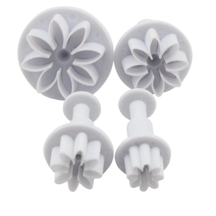 Generic 4Pcs/Set Daisy Flower DIY Cake Plunger Fondant Cutter Decorating Sugarcraft Mold Paste Moulds(White) N4