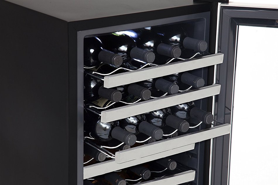 Whynter WC-282TS 28 Bottle Touch Control Freestanding Wine Cooler, Black with Stainless Steel Trim