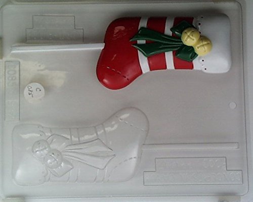 Medium- large Christmas stocking decorated w/ a bow & bells C085 Christmas Chocolate Candy Mold