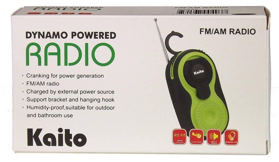 Kaito KA-220 Wind-up Dynamo Rechargeable Emergency AM/FM Shower Radio, IP44 Waterproof N3