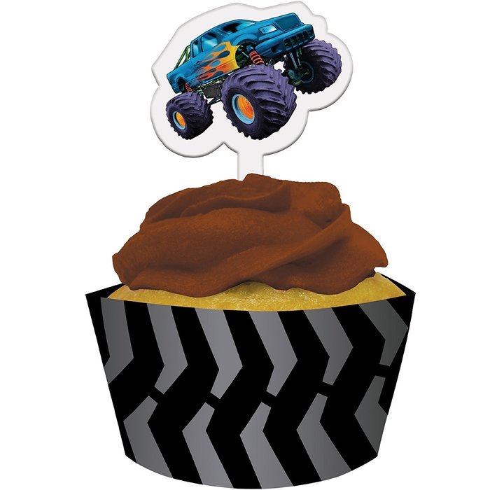 Mudslinger Monster Truck Cupcake Wrappers w/Picks 12 Pack