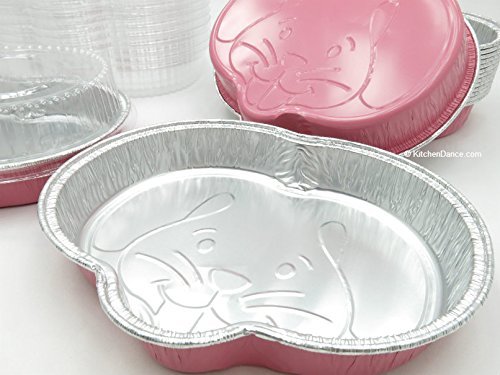 Disposable Aluminum Pink Bunny Cake Pans with Plastic Dome Lid #4081 (3) N2