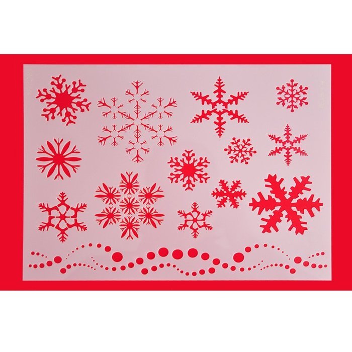 FOUR-C Cake Stencils Snowflake Model Cookie and Coffee Decor Stencil Color White