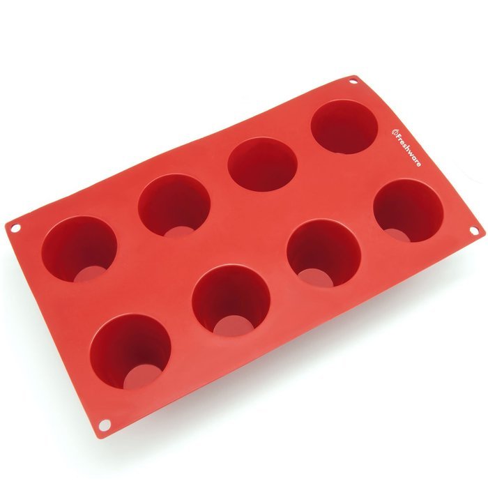 Freshware SL-105RD 8-Cavity Silicone Popover Muffin, Cupcake, Brownie, Cornbread, Cheesecake, Panna Cotta, Pudding... N2