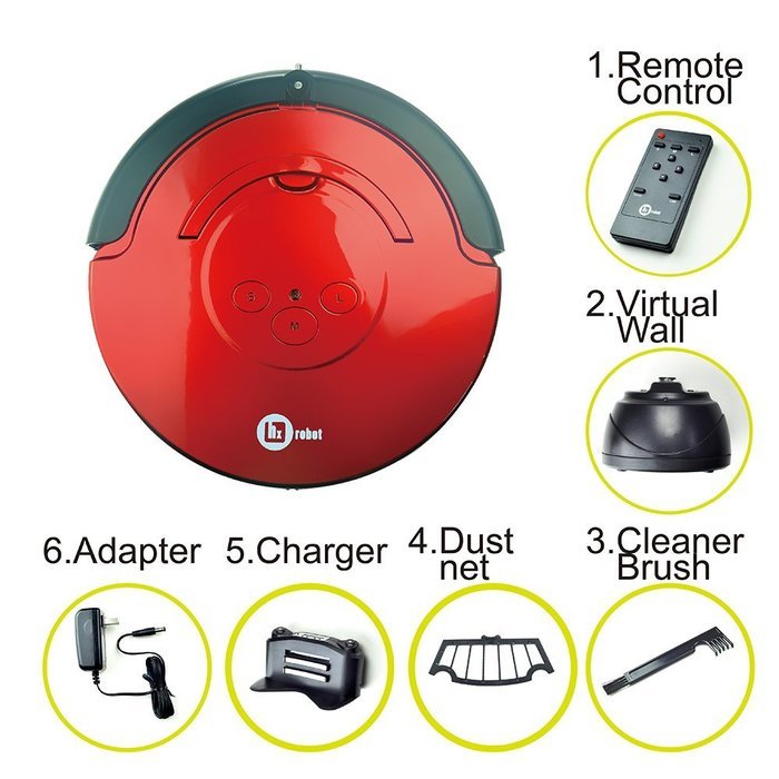 Homie Life Robotic Vacuum Cleaner. Large Capacity of 12 OZ Vacuum Cleaning Robot in Red for Pets and Allergies. N2