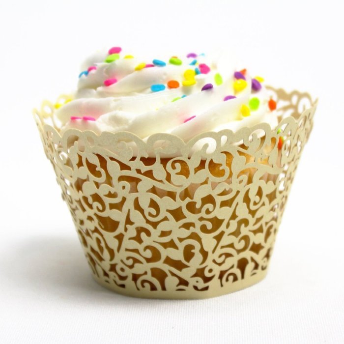 Baloray 12pcs gold Filigree Little Vine Lace Laser Cut Cupcake Wrapper Baking Cup Muffin Case Trays Wedding Birthday... N8