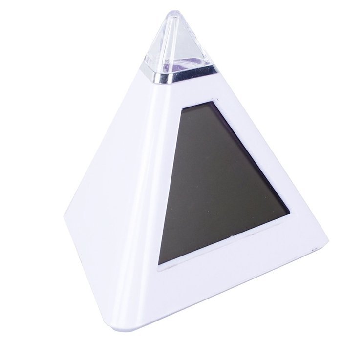 A-szcxtop LED 7 Color Changing Triangle Pyramid Digital Music Alarm Clock N3